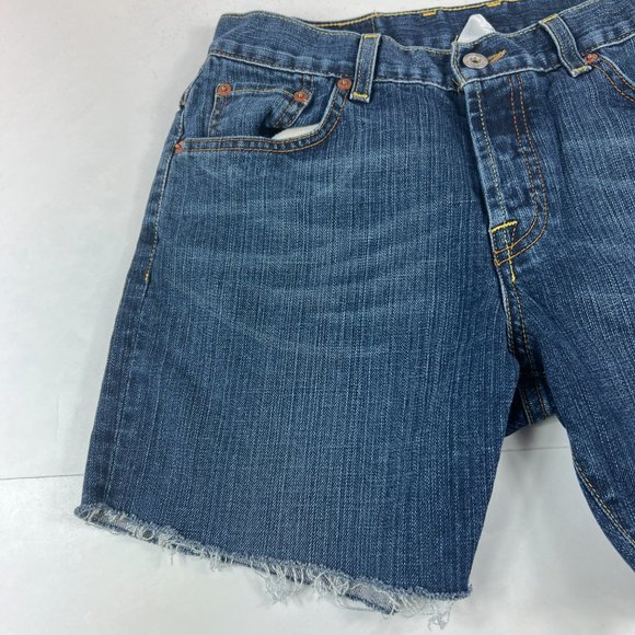 Lucky Brand Shorts Women's 27 Easy Rider Blue Fade Whisker Cut Off Denim Jorts - Picture 2 of 16